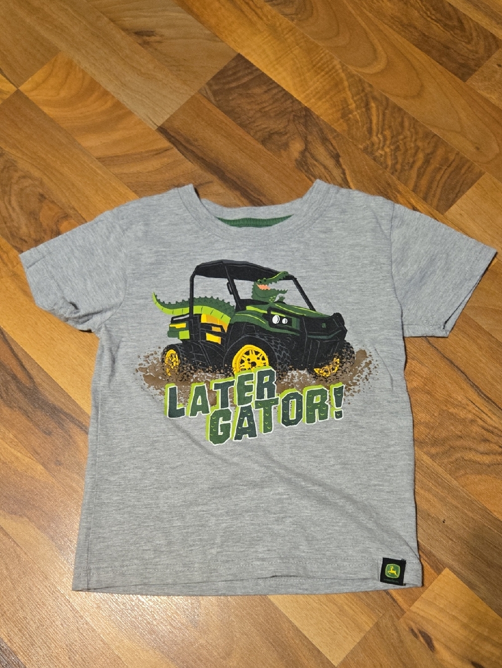 John Deere Gray Tee with Green & Yellow Tractor Graphic